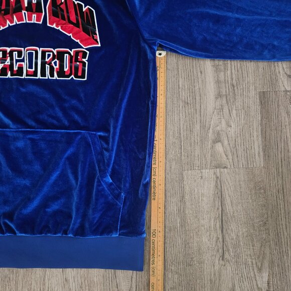 Death Row Records Blue Velour Logo Hoodie Pullover – Unisex Large - Picture 6 of 10